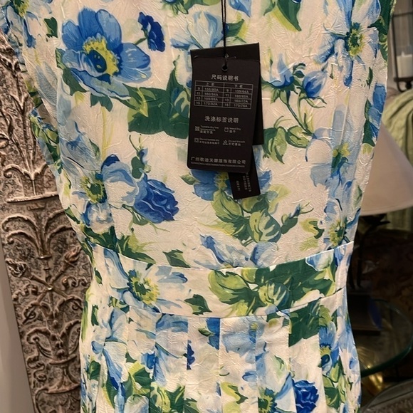 Midi silk/cotton/poly  blend V neck side zip sleeveless floaty dress NWT - Picture 8 of 12